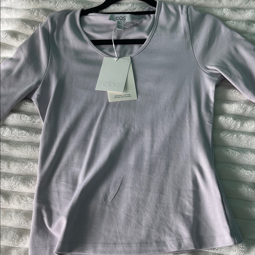 COS Lilac Short-Sleeve Crewneck Top